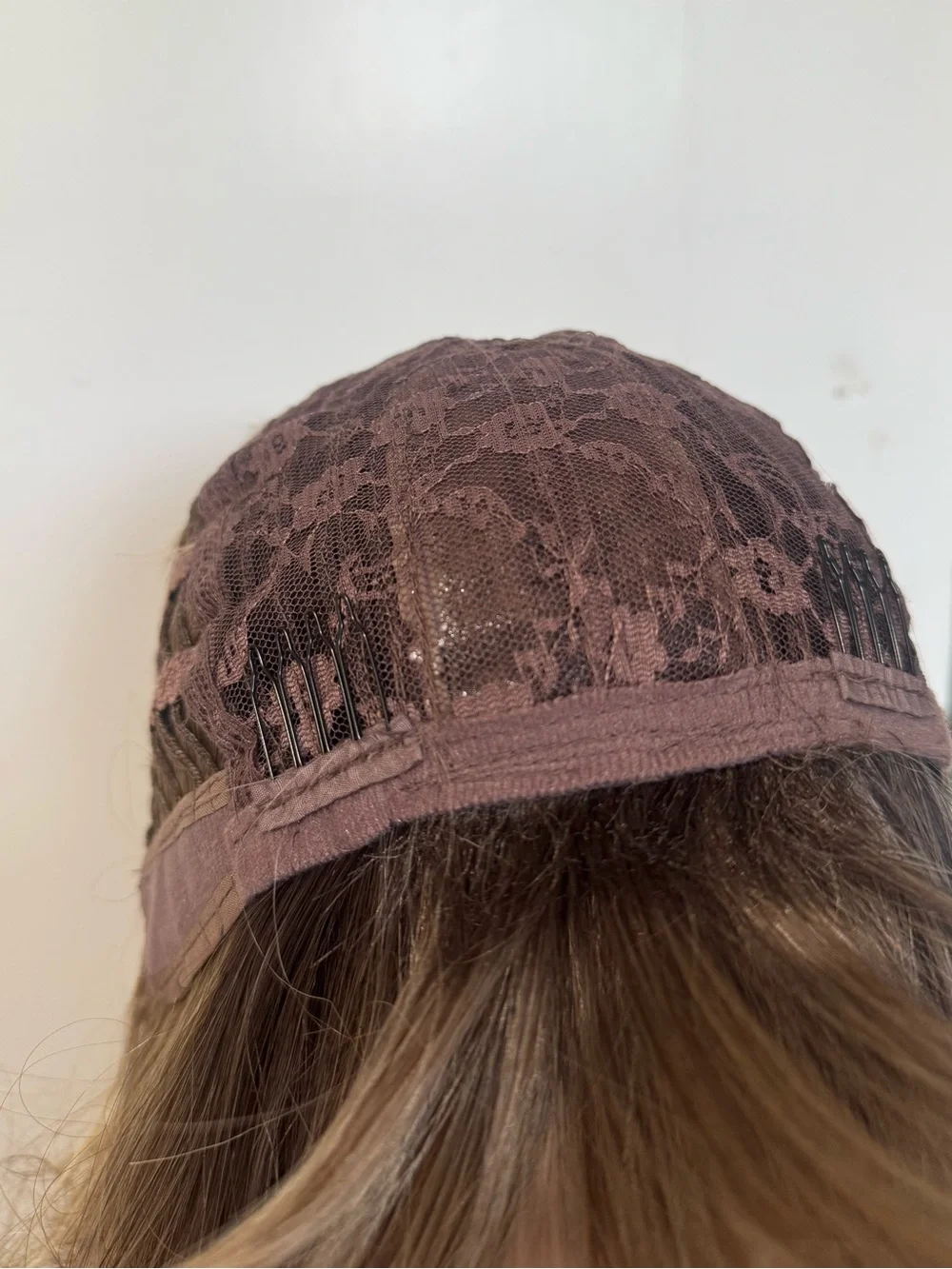 Long Wavy Ombre Wig with Bangs Brown to Honey Blonde Balayage Heat Friendly
